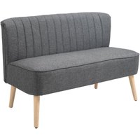 2-Sitzer Stoffsofa Polstersofa Doppelsofa Retro-Look Sitzmöbel Loungesofa Holzrahmen Dunkelgrau 117 x 56,5 x 77 cm - Homcom von HOMCOM