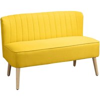 2-Sitzer Stoffsofa Polstersofa Doppelsofa Retro-Look Sitzmöbel Loungesofa Holzrahmen Gelb 117 x 56,5 x 77 cm - Homcom von HOMCOM