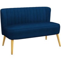 2-Sitzer Stoffsofa Polstersofa Doppelsofa Sitzmöbel Loungesofa Holz Samtartiges Polyster Schaumstoff Blau 117 x 56,5 x 77 cm - Homcom von HOMCOM
