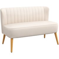 2-Sitzer Stoffsofa Polstersofa Doppelsofa Sitzmöbel Loungesofa Holz Samtartiges Polyster Schaumstoff Cremeweiß 117 x 56,5 x 77 cm - Homcom von HOMCOM