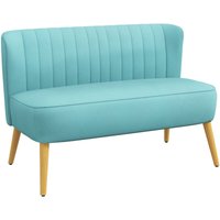 2-Sitzer Stoffsofa Polstersofa Doppelsofa Sitzmöbel Loungesofa Holz Samtartiges Polyster Schaumstoff Grün 117 x 56,5 x 77 cm - Homcom von HOMCOM