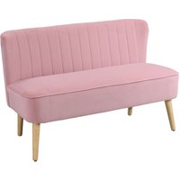 2-Sitzer Stoffsofa Polstersofa Doppelsofa Sitzmöbel Loungesofa Holz Samtartiges Polyster Schaumstoff Rosa 117 x 56,5 x 77 cm - Homcom von HOMCOM