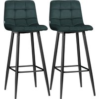 2er-Set Barhocker, Bistrohocker mit Fußstütze, Barstuhl, Samt-Bezug, Küchenstuhl, Tresenhocker-Set mit Stahlbeinen für Wohnzimmer, Esszimmer, Grün, 2er-Set Barhocker, Bistrohocker mit Fußstütze, Barstuhl, Samt-Bezug, Küchenstuhl, Tresenhocker-Set mit Stahlbeinen für Wohnzimmer, Esszimmer, Grün, von HOMCOM