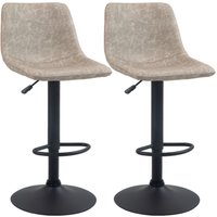 2er-Set Barhocker, Bistrohocker mit Fußstütze, Drehbar Barstuhl, Höhenverstellbar Küchenhocker mit Kunstlederbezug, für Wohnzimmer, Esszimmer, Beige von HOMCOM