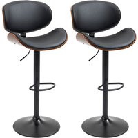 Homcom - 2er-Set Barhocker, Höhenverstellbarer Küchenhocker, Tresenstuhl aus Kunstleder, Drehstuhl mit Fußstützen, Barstuhl für Küche, Esszimmer, von HOMCOM