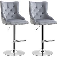 2er Set Barhocker Barstühle Drehstühle mit Fußstütze, höhenverstellbare Wohnzimmerstühle mit Samt-Optik, für Bartheke, Küche, Hellgrau, 46 x 55 x 2er Set Barhocker Barstühle Drehstühle mit Fußstütze, höhenverstellbare Wohnzimmerstühle mit Samt-Optik, für Bartheke, Küche, Hellgrau, 46 x 55 x von HOMCOM