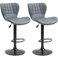 2er-Set Barhocker Barstuhl Tresenhocker Bistrohocker Küchenhocker Drehstuhl mit Rückenlehne für Küche Esszimmer Kunstleder Grau 47 x 51,5 x 89-109 cm 2er-Set Barhocker Barstuhl Tresenhocker Bistrohocker Küchenhocker Drehstuhl mit Rückenlehne für Küche Esszimmer Kunstleder Grau 47 x 51,5 x 89-109 cm von HOMCOM