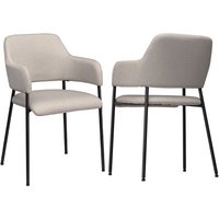 2er Set Esszimmerstühle Küchenstuhl mit Rückenlehne, Leinenoptik, Polsterstuhl mit Stahlbeine für Wohnzimmer, Küche, Beige, 54 x 54 x 84 cm - Homcom von HOMCOM