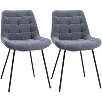 2er Set Esszimmerstuhl Küchenstuhl Polsterstuhl mit Rückenlehne, Sitzbezug aus Samt, für Wohnzimmer, im Retrodesign, Stahlbeine, Grau 50 x 61 x 79 cm 2er Set Esszimmerstuhl Küchenstuhl Polsterstuhl mit Rückenlehne, Sitzbezug aus Samt, für Wohnzimmer, im Retrodesign, Stahlbeine, Grau 50 x 61 x 79 cm von HOMCOM