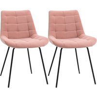 2er Set Esszimmerstuhl Küchenstuhl Polsterstuhl mit Rückenlehne, Sitzbezug aus Samt, für Wohnzimmer, im Retrodesign, Stahlbeine, Rosa 50 x 61 x 79 cm 2er Set Esszimmerstuhl Küchenstuhl Polsterstuhl mit Rückenlehne, Sitzbezug aus Samt, für Wohnzimmer, im Retrodesign, Stahlbeine, Rosa 50 x 61 x 79 cm von HOMCOM