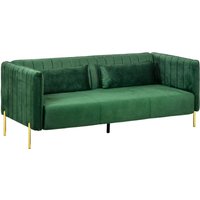 Homcom - 3 Sitzer Sofa Gästesofa mit 2 Sitzkissen, dreier Couch mit Armlehne, gepolstert Polstersofa mit Samt-Optik, für Wohnzimmer, Schlafzimmer, von HOMCOM
