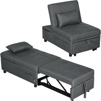 Homcom - 3-in-1 Schlafsessel mit Bettfunktion, ausziehbares Schlafsofa, Schlafstuhl mit Seitentasche, Verstellbarer Rückenlehne, bis 150 kg von HOMCOM