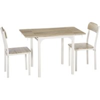HOMCOM 3 TLG Esszimmergruppe Essgruppe mit 2 Stühlen und 1 Tisch Esstisch Set mit Klappbarer Tischplatte für Küche kleine Raume Stahl MDF Natur+Weiß HOMCOM 3 TLG Esszimmergruppe Essgruppe mit 2 Stühlen und 1 Tisch Esstisch Set mit Klappbarer Tischplatte für Küche kleine Raume Stahl MDF Natur+Weiß von HOMCOM