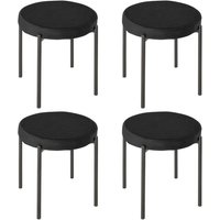 4er-Set Esszimmerhocker Stapelbar Esszimmerstühle Küchenstuhl mit gepolstertem Sitz, Samtoptik Sitzhocker Samt für Küche Esszimmer Metall Schwarz von HOMCOM