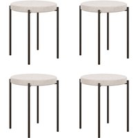 4er-Set Esszimmerhocker Stapelbar Esszimmerstühle Küchenstuhl mit gepolstertem Sitz, Samtoptik Sitzhocker Samt für Küche Esszimmer Metall Cremeweiß von HOMCOM