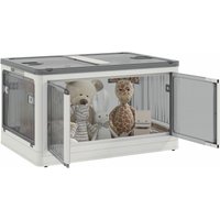 Aufbewahrungsbox Plastik mit Rollen faltbare Kisten Aufbewahrung, stapelbare Kleiderschrank Organizer für Spielzeug, Kleidung, Bücher Weiß, 60cm x von HOMCOM