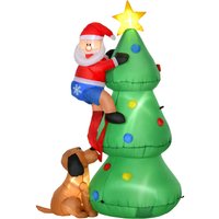 Homcom - Aufblasbarer Weihnachtsbaum Weihnachtsmann Hund led 123 cm x 85 cm x 180 cm - Grün von HOMCOM