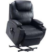 Fernsehsessel mit Aufstehhilfe Elektrisch Relaxsessel mit Liegefunktion, TV-Sessel mit Becherhalter, Seitentasche und Fernbedienung, Kunstleder, von HOMCOM