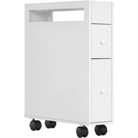 Homcom - Badezimmerschrank Nischenschrank schmal mit Schublade auf Rollen, Badschrank Toilettenschrank Beistellschrank für Badezimmer, kleine Räume, Homcom - Badezimmerschrank Nischenschrank schmal mit Schublade auf Rollen, Badschrank Toilettenschrank Beistellschrank für Badezimmer, kleine Räume, von HOMCOM