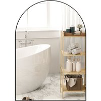 Badspiegel 50 x 70 cm Spiegel mit Splitterschutzfolie, Badezimmerspiegel mit Aluminium-Rahmen, Wandspiegel für Badezimmer, Schlafzimmer, Schwarz von HOMCOM