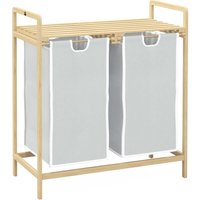 Bambus Wäschekorb 2 Fächer Wäschesammler mit Griff, 2 abnehmbaren Wäschesacke, Plattform, Wäschebox Wäschesortierer für Waschküche Schlafzimmer Bambus Wäschekorb 2 Fächer Wäschesammler mit Griff, 2 abnehmbaren Wäschesacke, Plattform, Wäschebox Wäschesortierer für Waschküche Schlafzimmer von HOMCOM