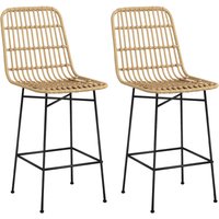Homcom - Barhocker 2er-Set, Barstuhl, Tresenhocker mit Rückenlehne aus PE-Rattan, Thekenstühle im Boho-Design, Küchenhocker für Küche, Esszimmer, Homcom - Barhocker 2er-Set, Barstuhl, Tresenhocker mit Rückenlehne aus PE-Rattan, Thekenstühle im Boho-Design, Küchenhocker für Küche, Esszimmer, von HOMCOM