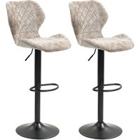 Barhocker 2er-Set, Gepolstert Barstuhl mit Lehne, Chenille-Optik, Stahlgestell, Höhenverstellbare Küchenstühle mit Fußstütze Drehbar Tresenhocker von HOMCOM