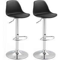 Barhocker 2er Set, Gepolstert Barstuhl mit Stahlgestell, Lehne, Höhenverstellbar Küchenstühle mit Fußstütze 360° Drehbar Tresenhocker für Küche, Barhocker 2er Set, Gepolstert Barstuhl mit Stahlgestell, Lehne, Höhenverstellbar Küchenstühle mit Fußstütze 360° Drehbar Tresenhocker für Küche, von HOMCOM