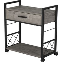 Beistelltisch Servierwagen mit Rädern Küchenwagen Kaffeetisch mit Schublade Ablage Sideboard beweglich Grau Spanplatte 60 x 30 x 65 cm - Grau - Homcom von HOMCOM