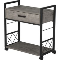 Beistelltisch Servierwagen mit Rädern Küchenwagen Kaffeetisch mit Schublade Ablage Sideboard beweglich Grau Spanplatte 60 x 30 x 65 cm - Homcom von HOMCOM