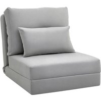 Homcom - Bodensessel 2-in-1 Klappbett mit verstellbarer Rückenlehne Bodensofa mit Zierkissen, Bodensitzkissen für Wohnzimmer, Schlafzimmer, Leinen, von HOMCOM