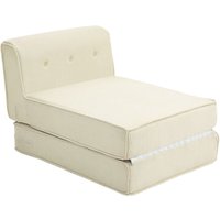 Homcom - Bodensofa 2-in-1 Klappbar Schlafsofa mit Kordoptik, Gepolstert Sofabett bis 240 kg belastbar für Wohnzimmer, Schlafzimmer, Cremeweiß von HOMCOM