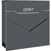 Homcom - Briefkasten Postkasten, modernes Design, wetterbeständig, 37 cm x 10,5 cm x 37 cm, Grau - Dunkelgrau von HOMCOM