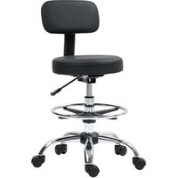 Bürostuhl Ergonomischer Schreibtischstuhl mit Verstellbarer Fußring, ohne Armnlehne, Höhenverstellbarer Drehstuhl aus Kunstleder Schwarz - Homcom von HOMCOM