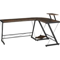 Computertisch, Eckschreibtisch, Schreibtisch, Bürotisch, Spanplatte+Metall, Vintagebraun-Schwarz, 155 x 115 x 91,5 cm - Schwarz+Holzmaserung - Homcom von HOMCOM