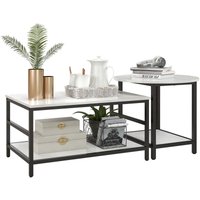 Homcom - Couchtisch 2er-Set Beistelltisch, Kaffeetisch, Satztisch, Sofatisch im Moderndesign, Wohnzimmertisch mit Marmoroptik, für Schlafzimmer, Stahl Homcom - Couchtisch 2er-Set Beistelltisch, Kaffeetisch, Satztisch, Sofatisch im Moderndesign, Wohnzimmertisch mit Marmoroptik, für Schlafzimmer, Stahl von HOMCOM