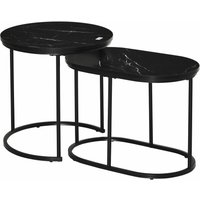 Couchtisch 2er Set Stapelbarer Beistelltisch mit Stahlrahmen, Wohnzimmertisch Kaffeetisch für Wohnzimmer Schlafzimmer Schwarz - Homcom Couchtisch 2er Set Stapelbarer Beistelltisch mit Stahlrahmen, Wohnzimmertisch Kaffeetisch für Wohnzimmer Schlafzimmer Schwarz - Homcom von HOMCOM