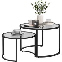 Homcom - Couchtisch rund 2er Set Beistelltisch mit Tischplatte aus Hartglas, teilweise stapelbar Wohnzimmertisch Kaffeetisch für Wohnzimmer Homcom - Couchtisch rund 2er Set Beistelltisch mit Tischplatte aus Hartglas, teilweise stapelbar Wohnzimmertisch Kaffeetisch für Wohnzimmer von HOMCOM