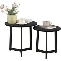 Homcom - Couchtisch rund 2er Set, Beistelltisch aus mdf und Stahl, im modern Design, Stapelbar, Kaffeetisch Sofatisch Wohnzimmertisch für Wohnzimmer von HOMCOM