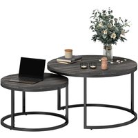 Homcom - Couchtisch rund 2er Set Stapelbarer Beistelltisch mit Metallrahmen, Wohnzimmertisch mit Marmoroptik Kaffeetisch für Wohnzimmer Schlafzimmer von HOMCOM
