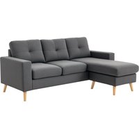 Homcom - Ecksofa Stoffsofa in L-Form, Couchgarnitur in Leinenoptik, Eckgarnitur mit Chaiselongue für 3 Personen, Eckcouch für Wohnzimmer, Dunkelgrau, von HOMCOM