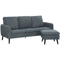 Ecksofa mit Schlaffunktion Sofa mit Fußhocker, 3 Wurfkissen, Eckcouch L-Form Couch für Wohnzimmer, Schlafzimmer 196 x 140 x 88 cm Grau - Homcom von HOMCOM