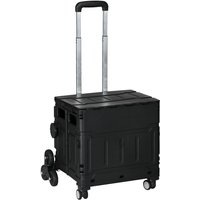Einkaufstrolley Klappbar, Einkaufswagen mit Verstellbarem Teleskop-Griff, Treppensteiger mit Deckel, Transportwagen bis 80 kg Tragbar, Schwarz von HOMCOM