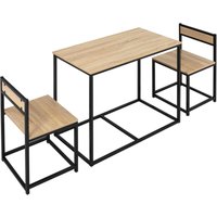 Homcom - Esstisch mit 2 Stühlen, 3er-Set Essgruppe, Küchentisch-Set für 2 Personen, Esszimmergruppe für kleine Räume, Küche, Wohnzimmer, Eiche Homcom - Esstisch mit 2 Stühlen, 3er-Set Essgruppe, Küchentisch-Set für 2 Personen, Esszimmergruppe für kleine Räume, Küche, Wohnzimmer, Eiche von HOMCOM