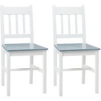 Esszimmerstühle 2er Set Küchenstuhl mit Rückenlehne, Wohnzimmerstuhl, Stühle, Essstühle aus Massivholz für Esstisch, Grau - Homcom Esszimmerstühle 2er Set Küchenstuhl mit Rückenlehne, Wohnzimmerstuhl, Stühle, Essstühle aus Massivholz für Esstisch, Grau - Homcom von HOMCOM