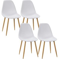 Esszimmerstühle 4er-Set Küchenstuhl mit Rückenlehne, Esszimmerstuhl mit Metallbeine, für Esszimmer, Wohnzimmer, 45 x 52 x 85,5 cm, Weiß+Natur - Homcom von HOMCOM