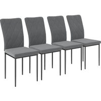 Esszimmerstühle 4er Set Küchenstuhl mit Rückenlehne, Samtoptik, gepolstert Polsterstuhl mit Stahlbeinen, Moderne Stühle, Wohnzimmerstuhl für von HOMCOM