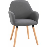 Homcom - Esszimmerstuhl Wohnzimmerstuhl Bürostuhl Polsterstuhl Sessel mit Rückenlehne Anti-Rutsch Leinenstoff Schaumstoff Buchenholz Dunkelgrau+Natur von HOMCOM