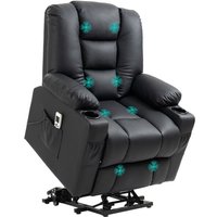 Fernsehsessel mit Aufstehhilfe Elektrisch Relaxsessel mit Massagefunktion, usb, Liegefunktion, Massagesessel mit Fernbedienung, Becherhalter, von HOMCOM
