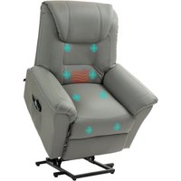 Fernsehsessel mit Aufstehhilfe Elektrisch Relaxsessel mit Liegefunktion, Heiz- und Massagefunktion, Massagesessel TV-Sessel mit Seitentasche und von HOMCOM